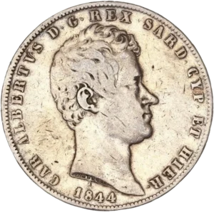 Tête de Charles Albert à droite.