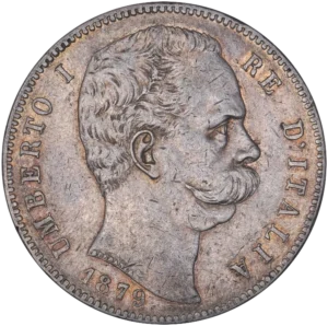 Tête d'Umberto Ier à droite.