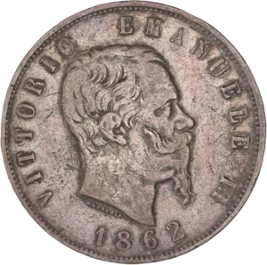Tête de Victor Emmanuel II à droite.