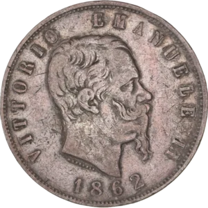 Tête de Victor Emmanuel II à droite.