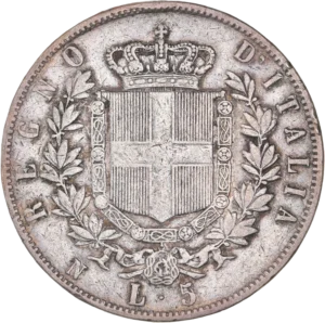 Écu couronné entouré du collier de l'Ordre de l’Annonciade entre deux branches de chêne.