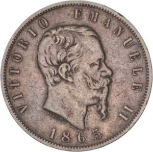 Tête de Victor Emmanuel II à droite.