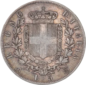 Écu couronné entouré du collier de l'Ordre de l’Annonciade entre deux branches de chêne.