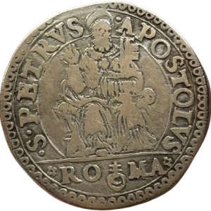 Écu surmonté des clefs de Saint-Pierre et de la tiare pontificale.