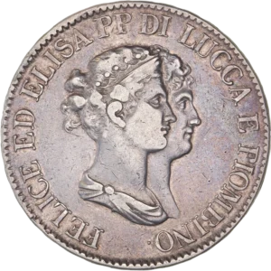 Bustes accolés d'Elisa Bonaparte et de Félix à droite.