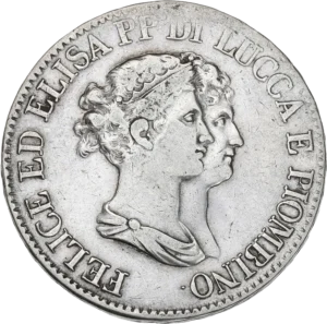 Bustes accolés d'Elisa Bonaparte et de Félix à droite.