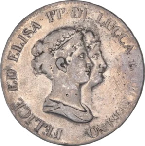 Bustes accolés d'Elisa Bonaparte diadémée et drapée et de Félix tête nue à droite.