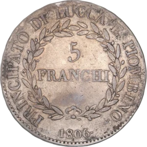 5 Franchi dans une couronne d'olivier.