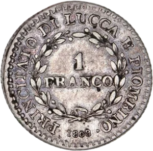 1 franco dans une couronne de lauriers.