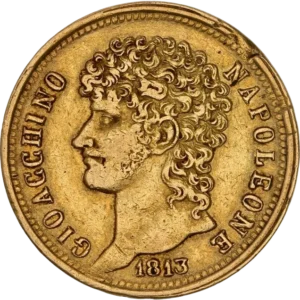 Tête nue de Joachim Napoléon à gauche.