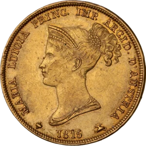 Buste diadémé et drapé de Marie-Louise à gauche.