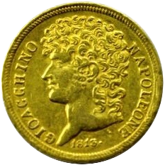 Tête nue de Joachim Murat à gauche.