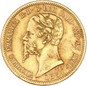 Tête nue de Victor Emmanuel II à gauche.