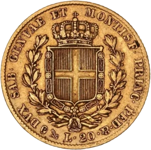 Armoiries couronnées, entourées d'une couronne végétale.