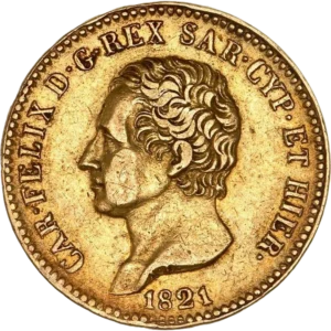 Tête nue de Charles Félix à gauche.