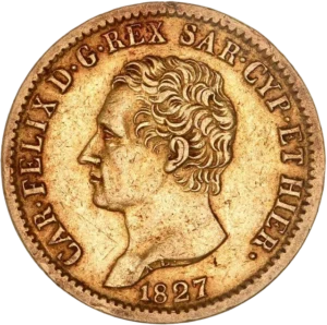 Tête nue de Charles Félix à gauche.