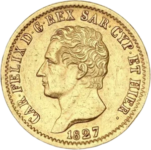 Tête nue de Charles Félix à gauche.