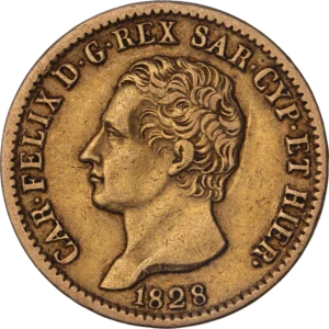 Tête nue de Charles Félix à gauche.