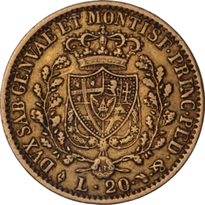 Armoiries couronnées, entourées d'une couronne végétale.