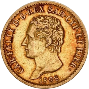 Tête nue de Charles Félix à gauche.