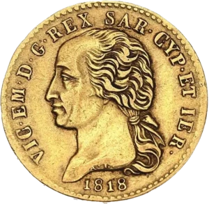 Tête de Victor-Emmanuel Ier à droite.