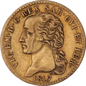 Tête de Victor-Emmanuel Ier à droite.