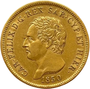 Tête de Charles Felix à gauche.