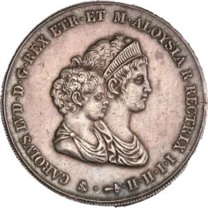 Buste de Charles-Louis et de la régente Marie-Louise à droite.