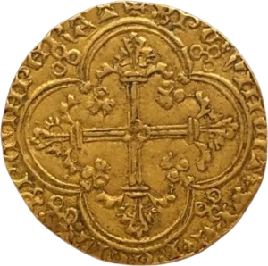 croix feuillue et tréfilée dans un quadrilobe.