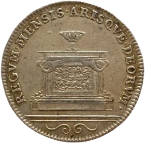 Armoiries de la confrérie représentant des bateaux et grappes de raisins.