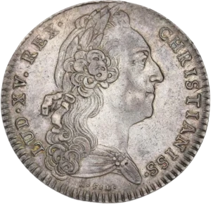 Buste de Louis XV drapé et lauré à droite.