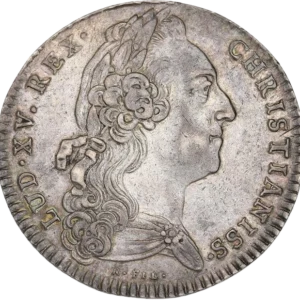 Buste de Louis XV drapé et lauré à droite.