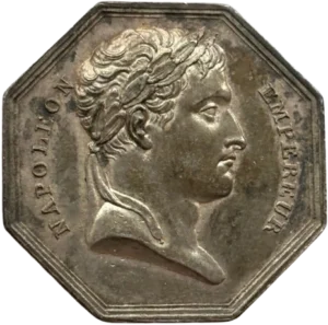 Buste lauré de Napoléon Ier à droite.