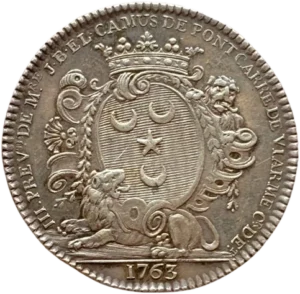 La Ville de Paris assise, soutenant un écu aux armes de J. Camus.