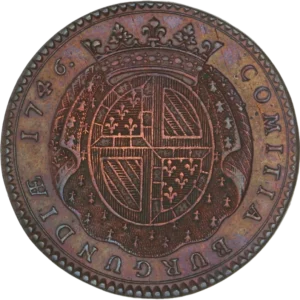 Armes de Bourgogne sur un manteau d’hermines.