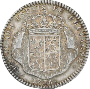 Armoiries couronnés de Bretagne drapés de lis et d'hermines.