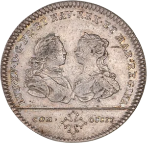 un Amour tenant une torche et un écu aux armes de France et de Pologne.