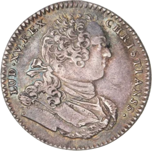 Buste lauré du Roi Louis XV à droite.