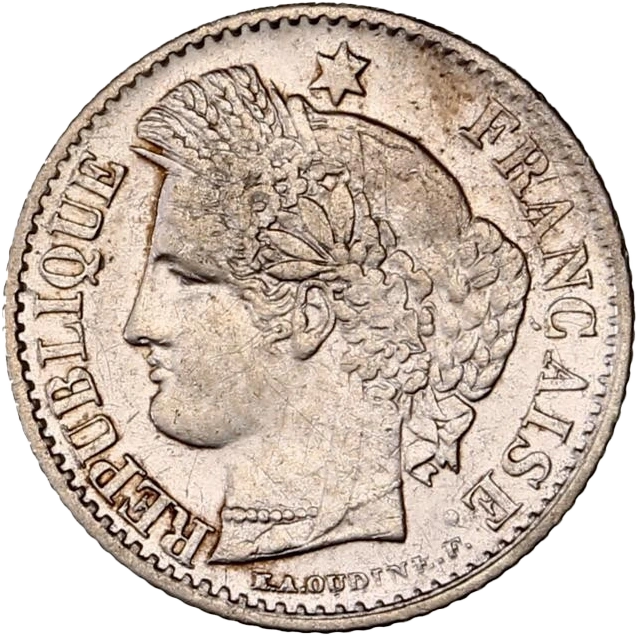 Lot de deux monnaies de 20 centimes type CérèsMillésime 1850 et 1851.