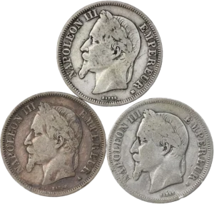 Tête laurée de Napoléon III à gauche.