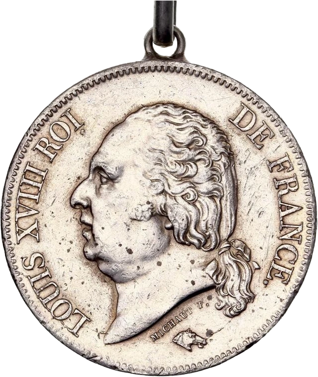 Lot composé de 3 monnaies en argent :- 5 francs Napoléon Ier 1813 A (Paris).- 5 francs Louis XVIII 1824 L (Bayonne).- 5 francs Charles X 1826 M (Toulouse).