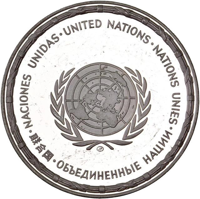 Lot de 5 jetons en argent représentant des paysages du monde.Fabriqués à l'initiative des Nations Unies.Frappe en Belle épreuve (proof).