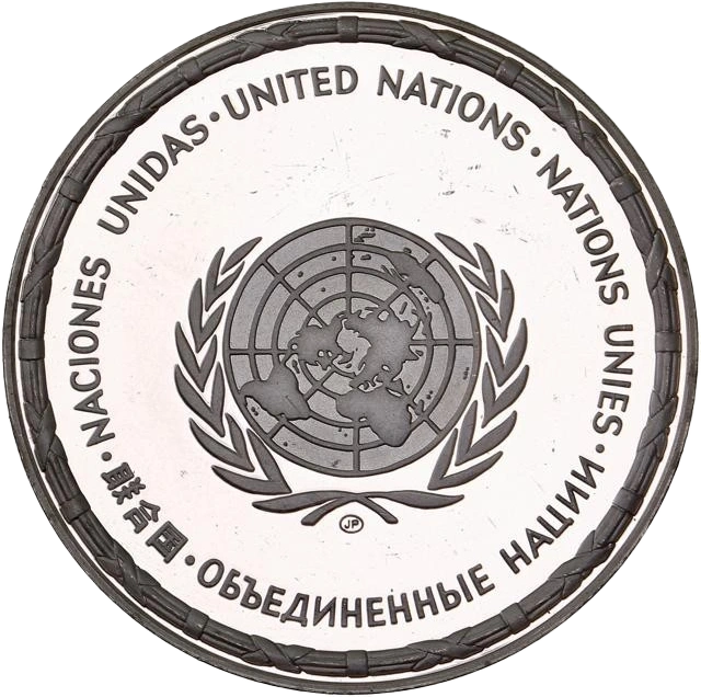 Lot de 5 jetons en argent représentant des paysages du monde.Fabriqués à l'initiative des Nations Unies.Frappe en Belle épreuve (proof).