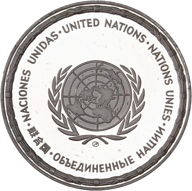 Lot de 5 jetons en argent représentant des paysages du monde.Fabriqués à l'initiative des Nations Unies.Frappe en Belle épreuve (proof).