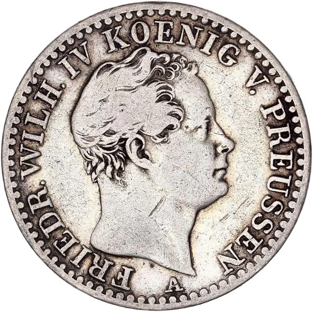 Lot de 5 monnaies allemandes en argent :1/6 de thaler prusse 1844 A2 mark commémoratif prusse 19013 mark ville d'Hambourg 1913 J3 mark prusse 1913 A5 mark prusse 1876 A