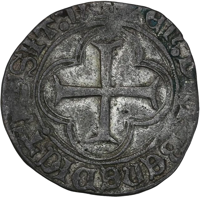 Lot de deux Blancs royaux comprenant :- Un Blanc au soleil de Louis XI le Prudent atelier de Saint-Lô (Dy. 553).- Un Blanc Guénar sans point d'atelier (Paris) (Dy. 377).