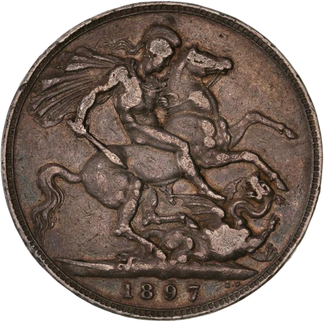 Lot de deux monnaies en argent anglaises :1 Couronne 1892.1 Couronne 1897.