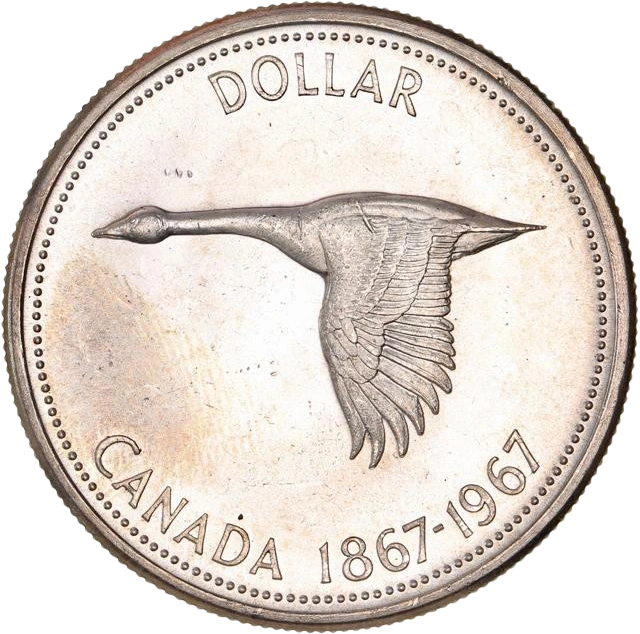 Lot de deux monnaies en argent du Canada.1 dollar 1958 "Totem" - Colombie Britanique.1 dollar 1967 "Bernache".