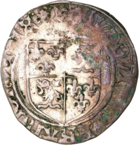 Ecu de France et du Dauphiné aux lis et aux dauphins.