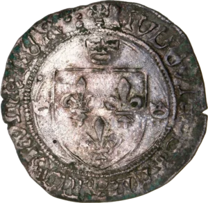 Croix accostée de couronnes et de lis.